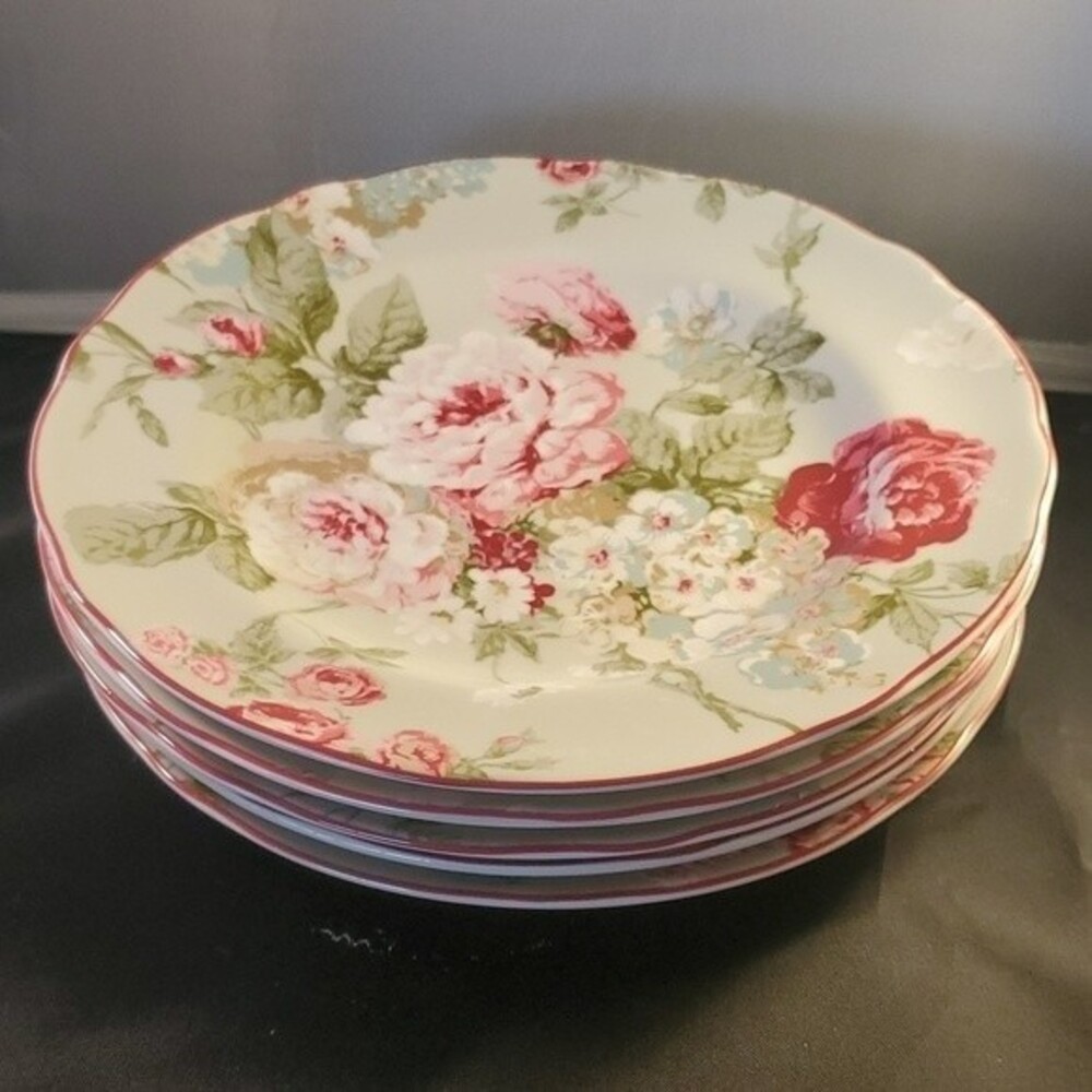 Rose Floral Salad Plates 5 plates NWT Discontinued| GardenRomance Quiet Luxury